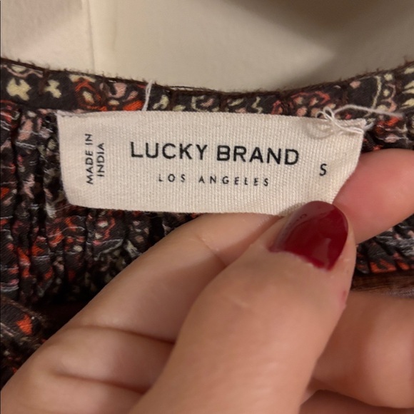 Lucky Brand smocked Paisley Blouse - Brown and Red - Picture 2 of 8